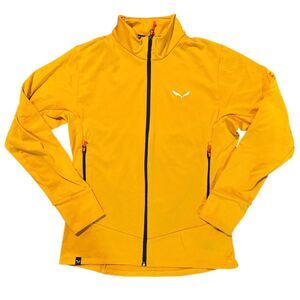 Salewa Puez Polarlite Jacket Mens Medium Yellow Full Zip Stretch Outdoor Hiking
